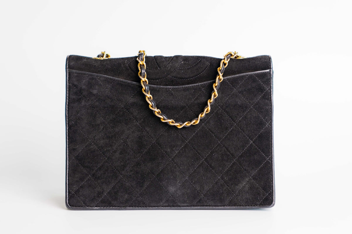 Chanel Vintage Suede Gold Hardware