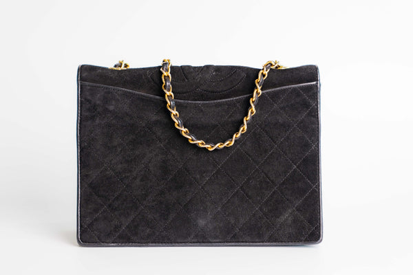 Chanel Vintage Suede Gold Hardware