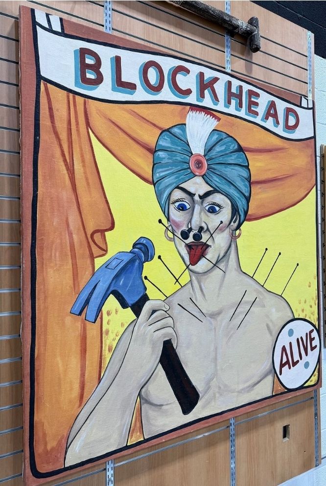 Blockhead: 1960s Carnival Sideshow Large Scale Painting