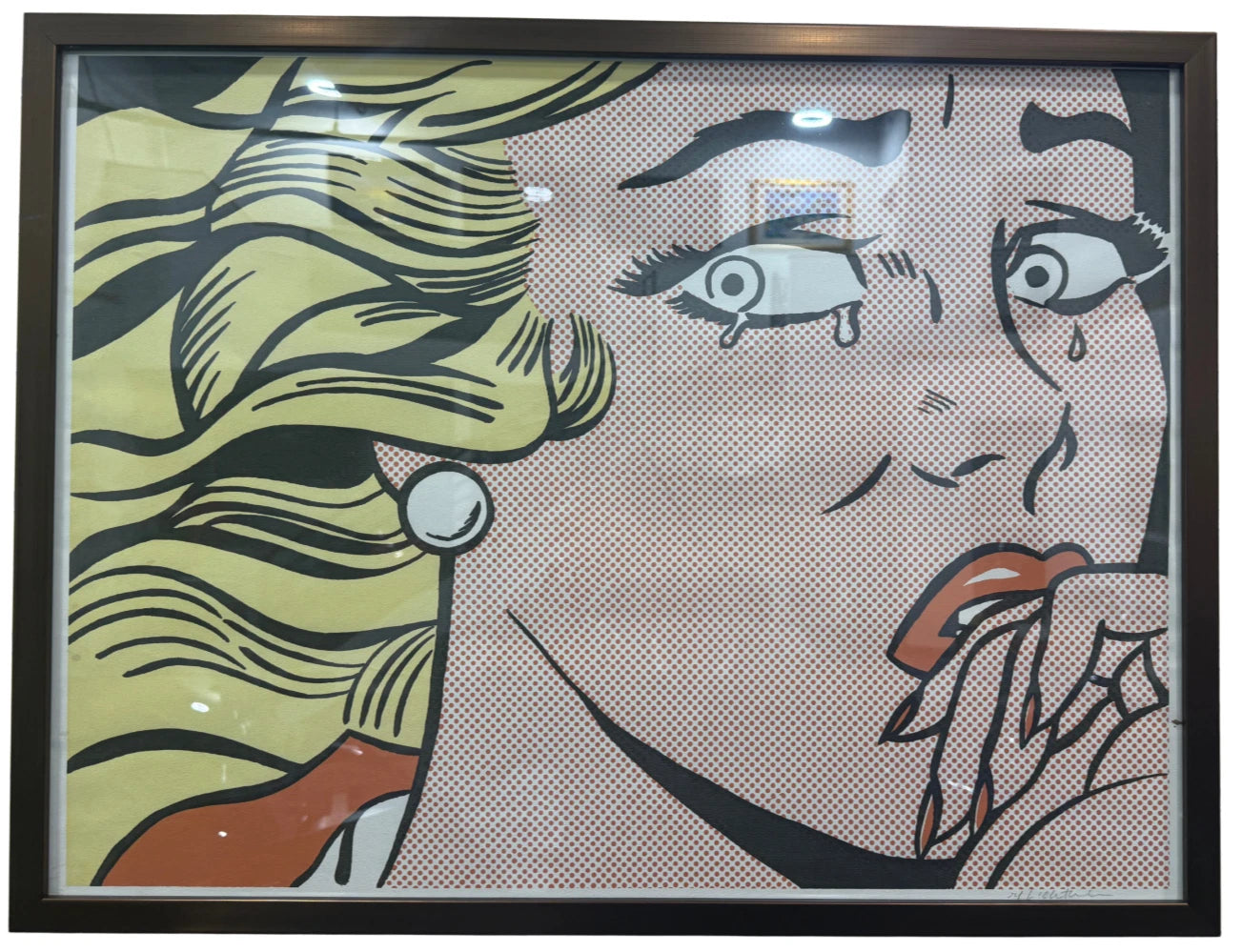 1963 Roy Lichtenstein Crying Girl On Paper Original Signed Lithograph Framed