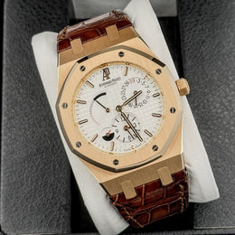 Audemars Piguet Royal Oak Dual Time 18k Rose Gold Silver Dial 26120OR 39MM