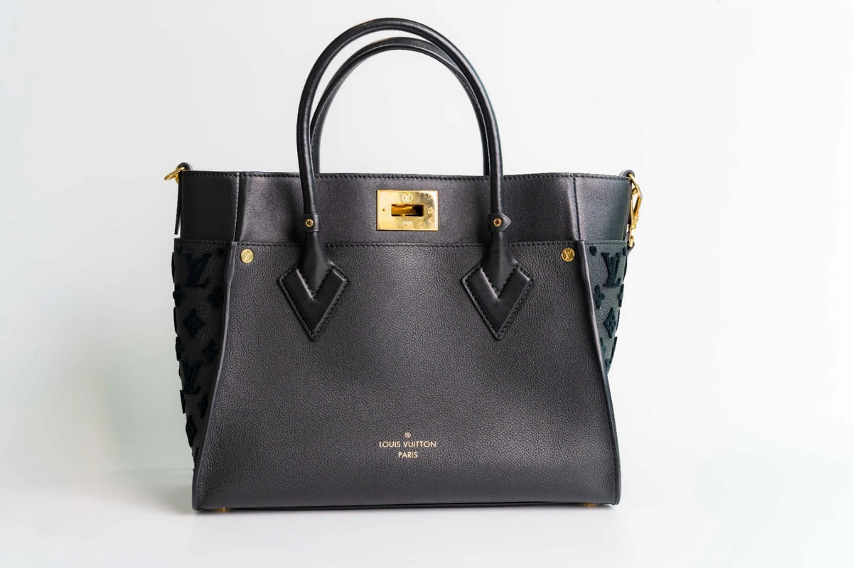 Louis Vuitton On My Side MM Black Monogram & Gold Hardware Tote