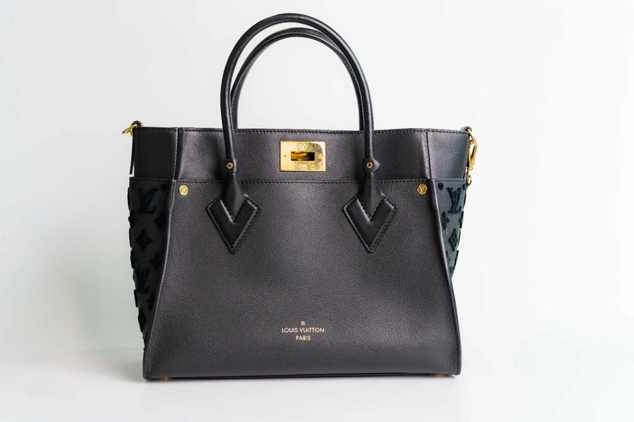 Louis Vuitton On My Side MM Black Monogram & Gold Hardware Tote