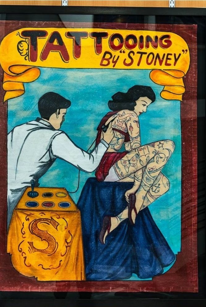 Tattooing By Stoney Large Scale Hand Painted Cloth Canvas