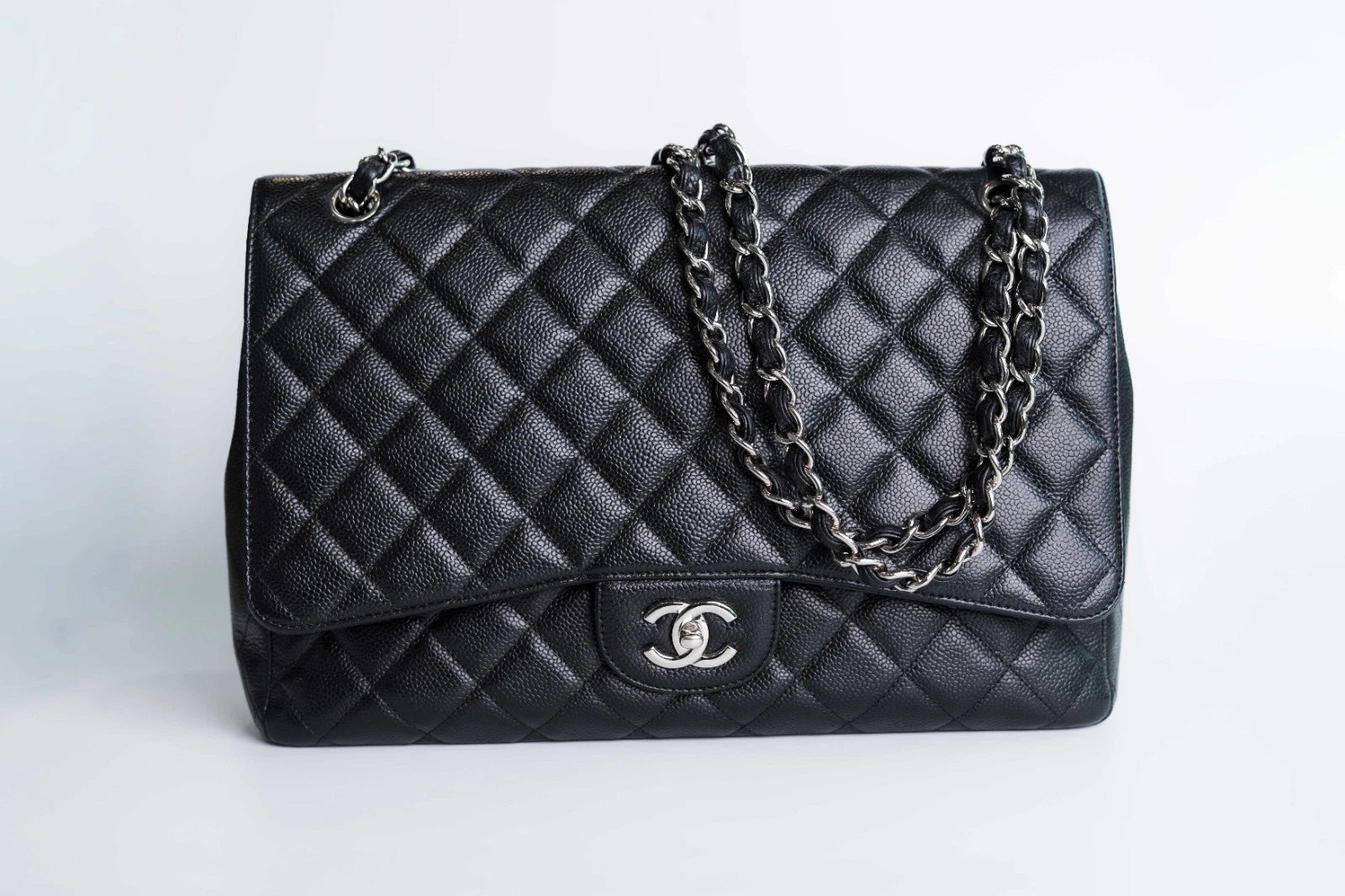 Chanel Jumbo Single Flap Caviar With Silver Hardware