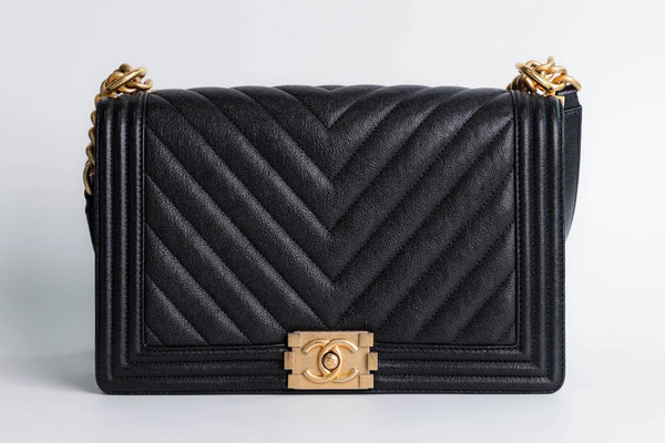 Chanel Boy Black Caviar Gold Hardware Medium