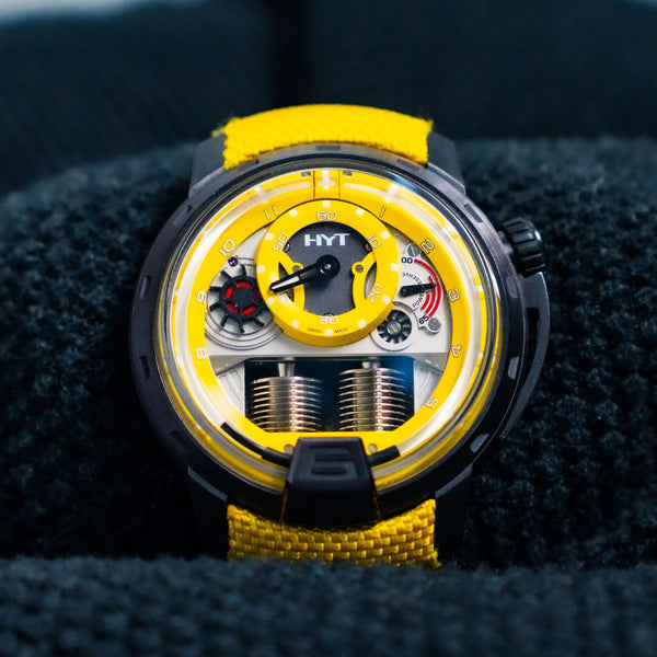 HYT H1 Colorblock Yellow – 48.8mm Titanium Gun Metal PVD – Ref. 148-TT-80-NF-FY – Limited to 10 Pieces