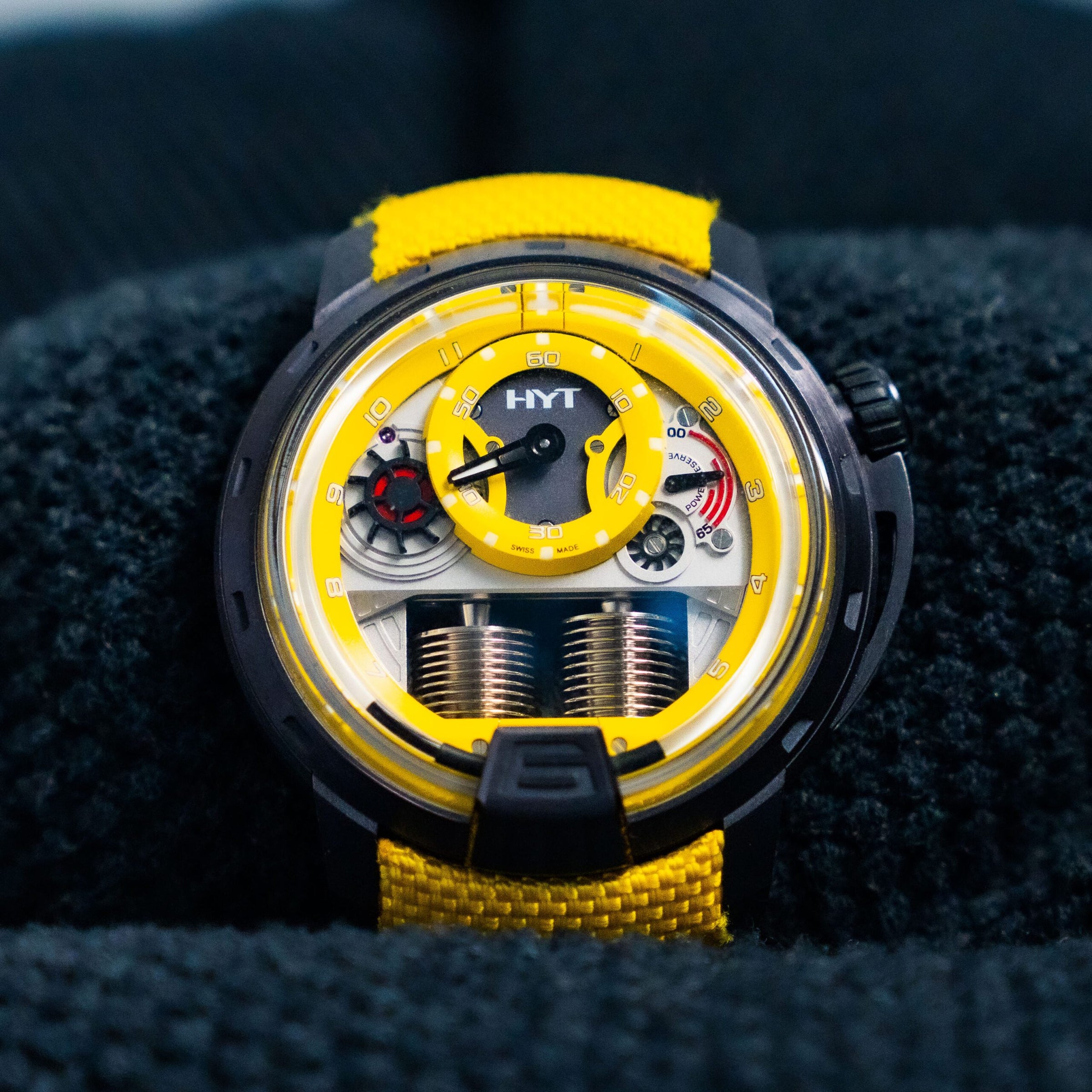 HYT H1 Colorblock Yellow – 48.8mm Titanium Gun Metal PVD – Ref. 148-TT-80-NF-FY – Limited to 10 Pieces