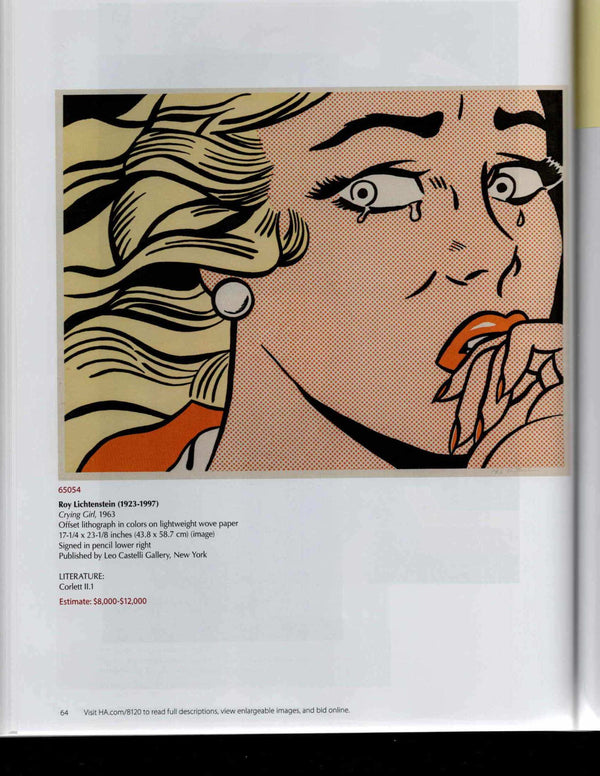 1963 Roy Lichtenstein Crying Girl On Paper Original Signed Lithograph Framed