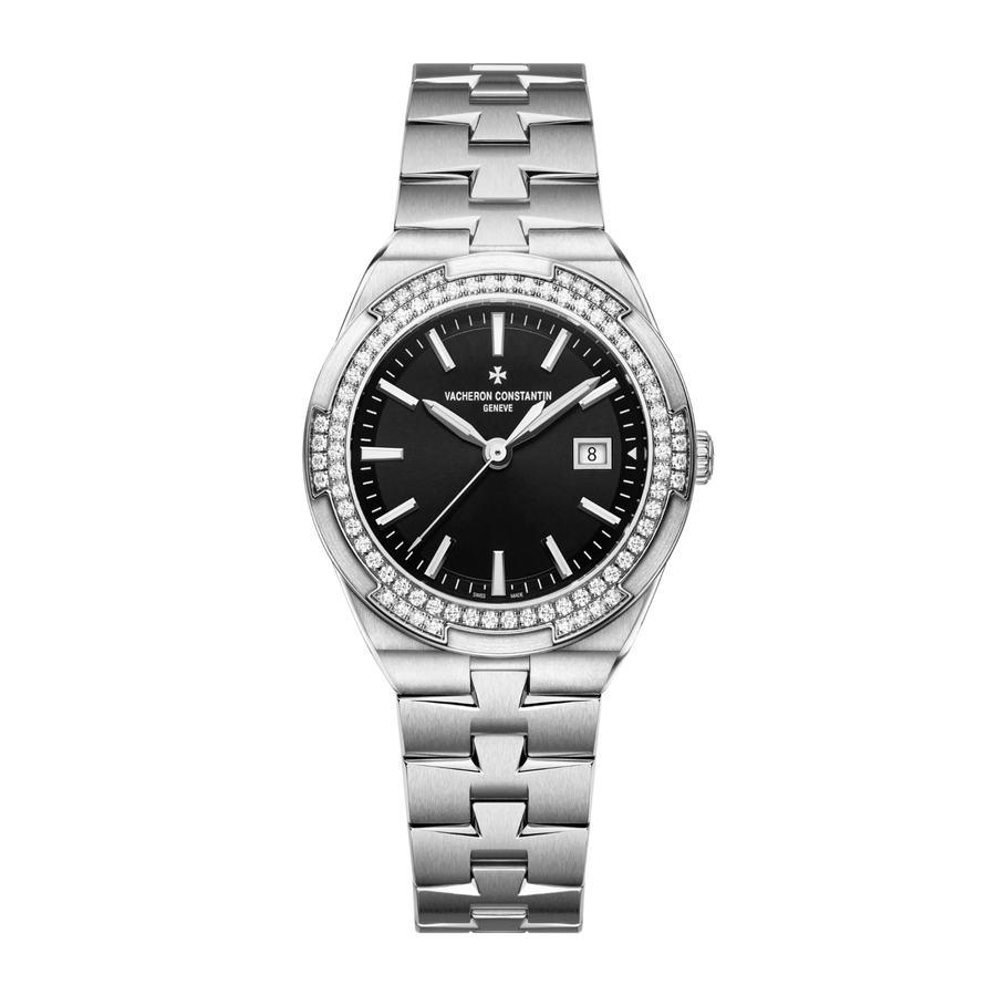 Vacheron Constantin Overseas Quartz Diamond Steel Black Watch 33mm 1205V