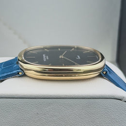 Patek Philippe Golden Ellipse Quartz 18k Yellow Gold Blue Dial Watch 3838J-050