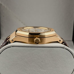 Audemars Piguet Royal Oak Dual Time 18k Rose Gold Silver Dial 26120OR 39MM