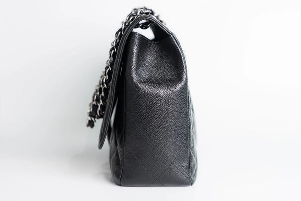 Chanel Jumbo Single Flap Caviar With Silver Hardware