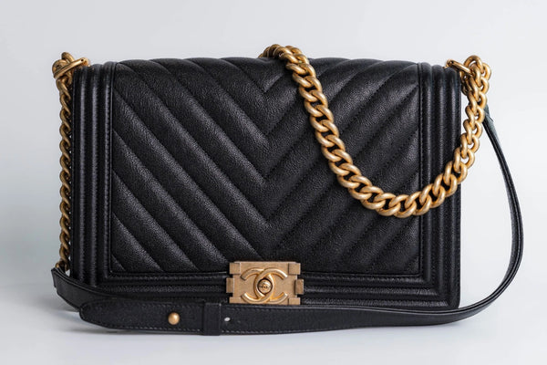 Chanel Boy Black Caviar Gold Hardware Medium