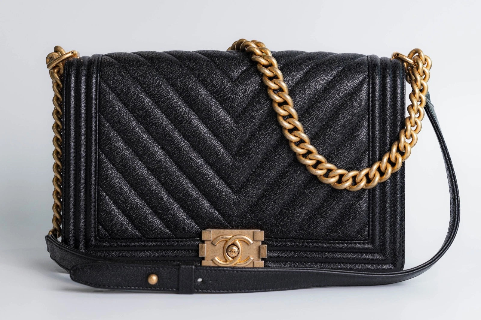 Chanel Boy Black Caviar Gold Hardware Medium