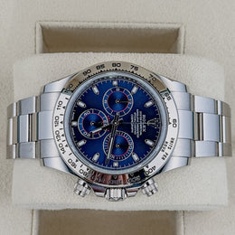 Rolex Cosmograph Daytona 18k White Gold Blue Dial Watch 116509