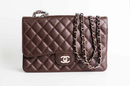Chanel Caviar Jumbo Single Flap Brown Silver Hardware