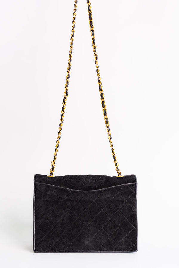 Chanel Vintage Suede Gold Hardware