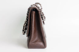 Chanel Caviar Jumbo Single Flap Brown Silver Hardware