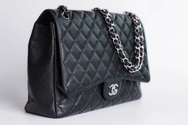 Chanel Jumbo Single Flap Caviar With Silver Hardware