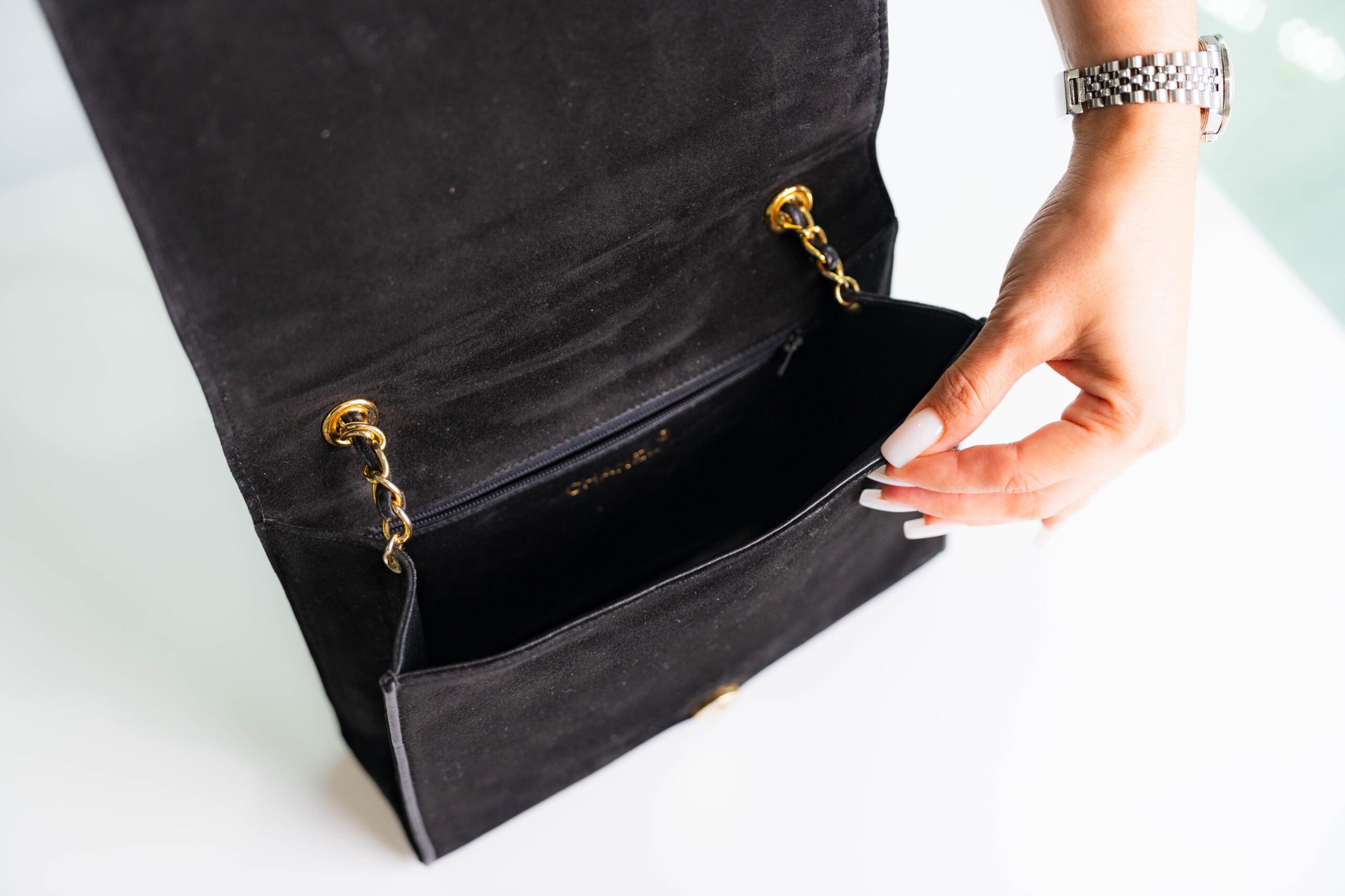 Chanel Vintage Suede Gold Hardware
