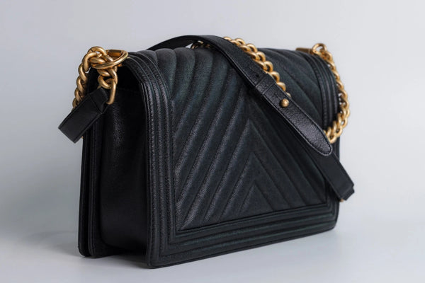 Chanel Boy Black Caviar Gold Hardware Medium