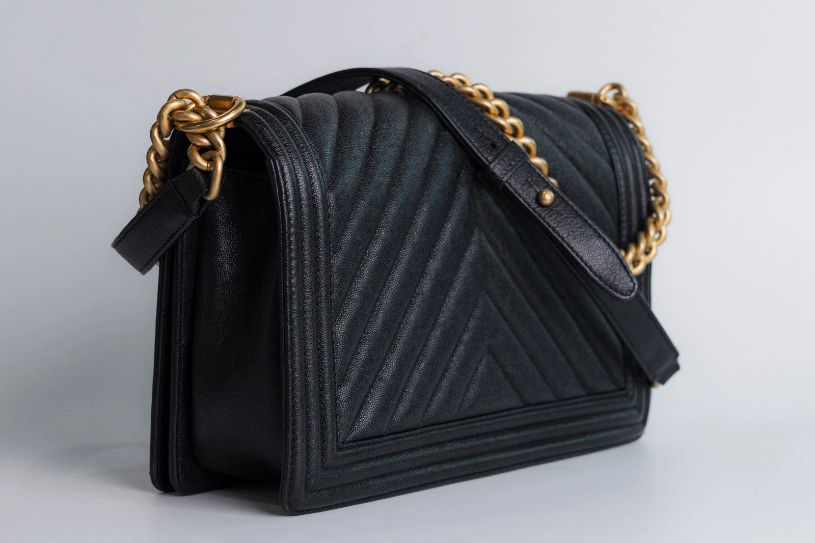 Chanel Boy Black Caviar Gold Hardware Medium