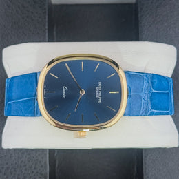 Patek Philippe Golden Ellipse Quartz 18k Yellow Gold Blue Dial Watch 3838J-050