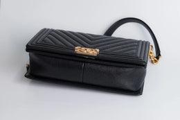 Chanel Boy Black Caviar Gold Hardware Medium