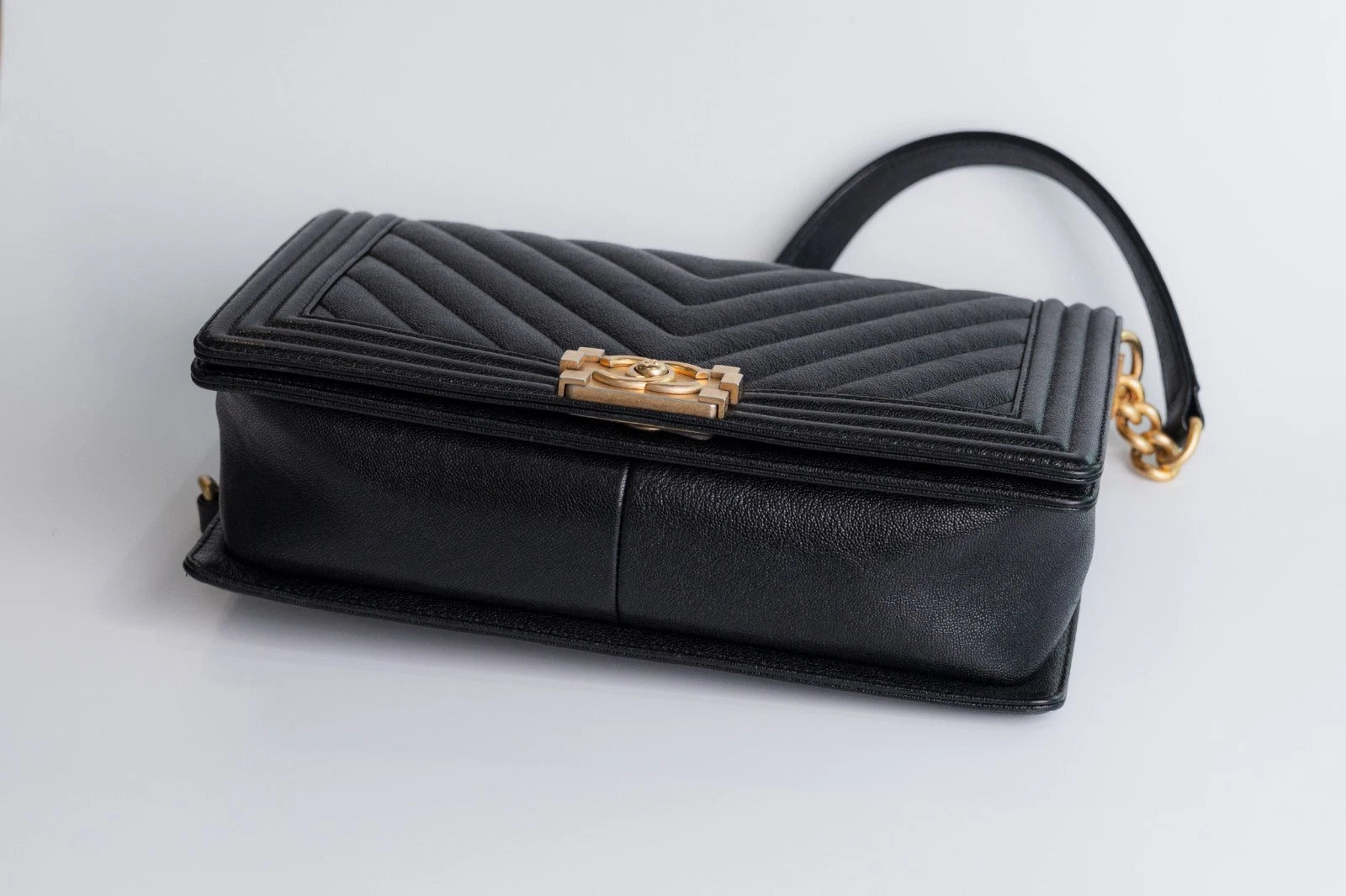 Chanel Boy Black Caviar Gold Hardware Medium