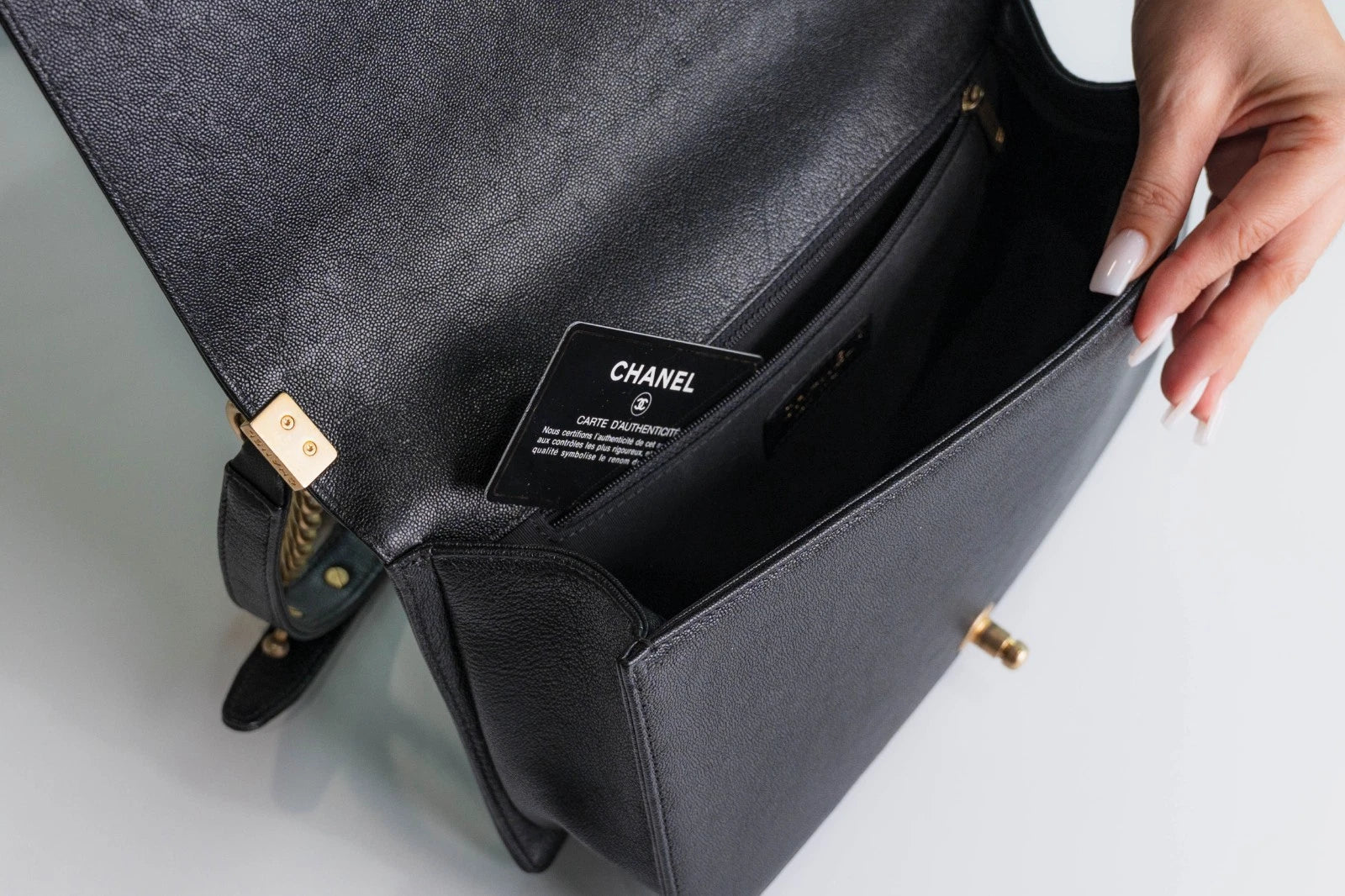 Chanel Boy Black Caviar Gold Hardware Medium