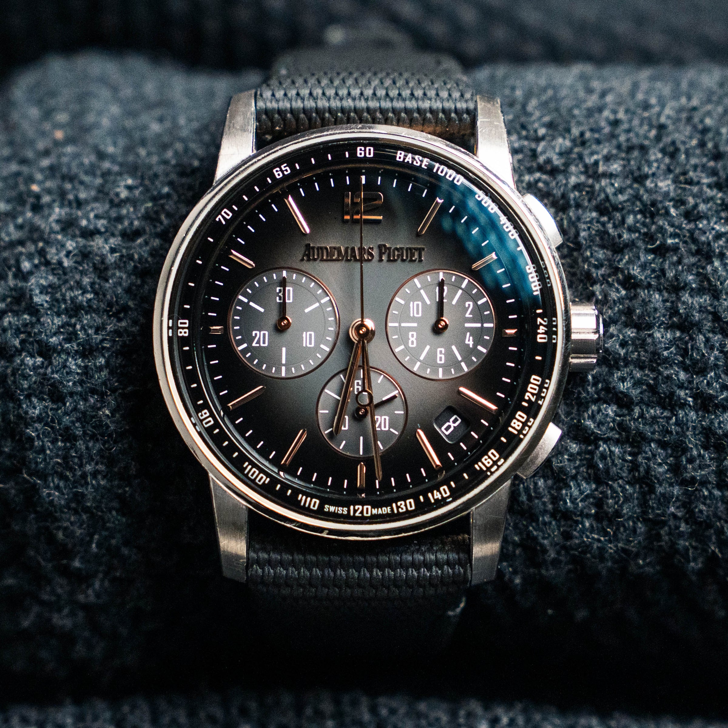 2022 Audemars Piguet Code 11.59 Chronograph 26393CR.OO.A002KB.01 41mm Rose/White Gold Smoked Grey Dial