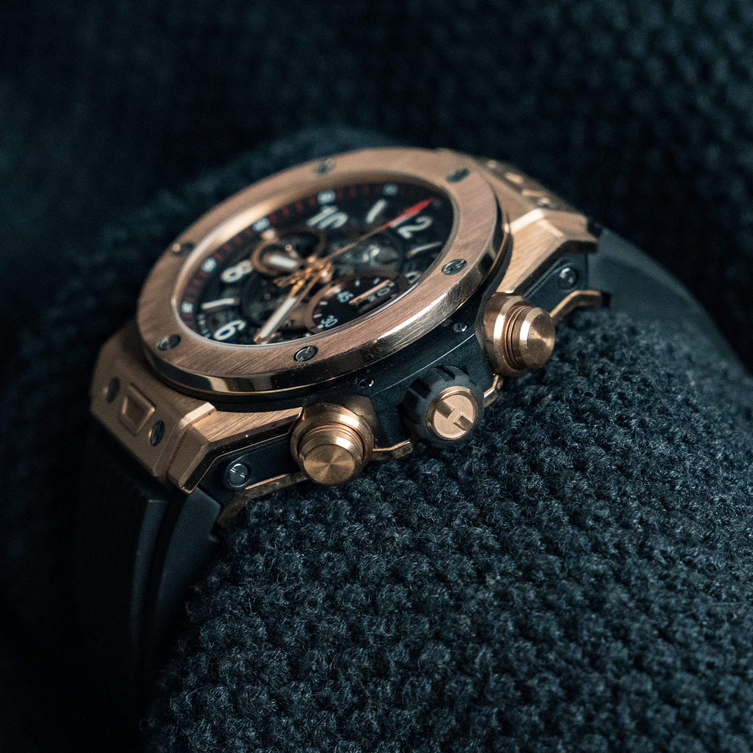 Hublot Big Bang Unico Gold 411.OX.1180.RX 45mm Rose Gold Skeleton Dial Rubber Strap