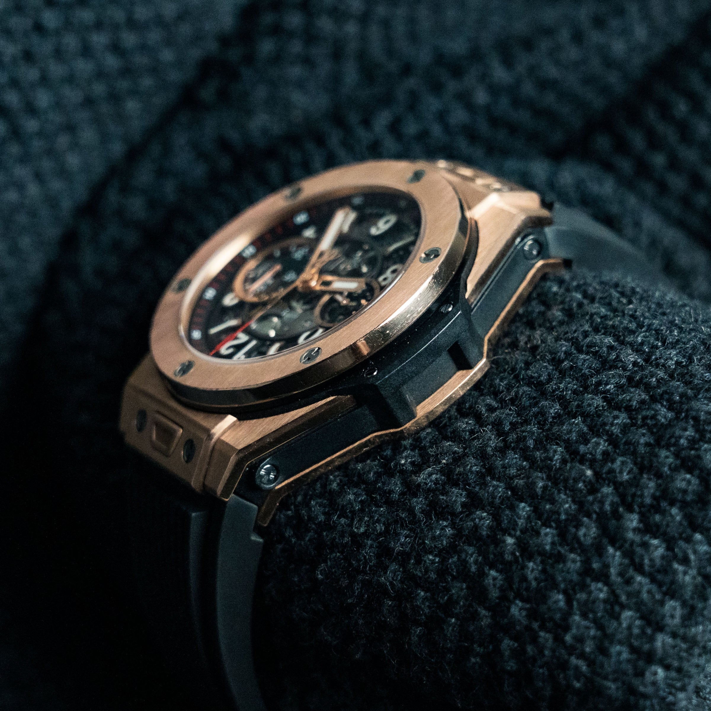 Hublot Big Bang Unico Gold 411.OX.1180.RX 45mm Rose Gold Skeleton Dial Rubber Strap