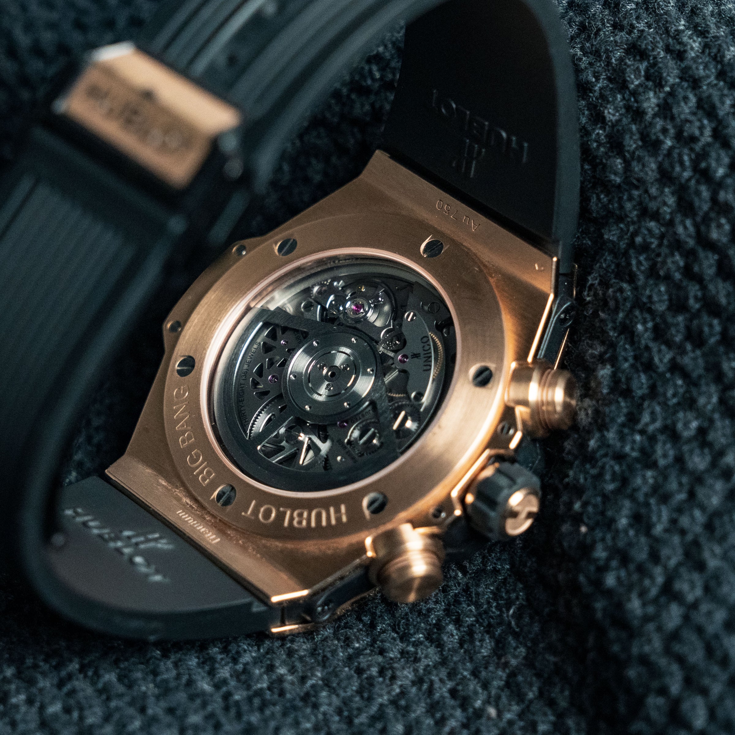 Hublot Big Bang Unico Gold 411.OX.1180.RX 45mm Rose Gold Skeleton Dial Rubber Strap
