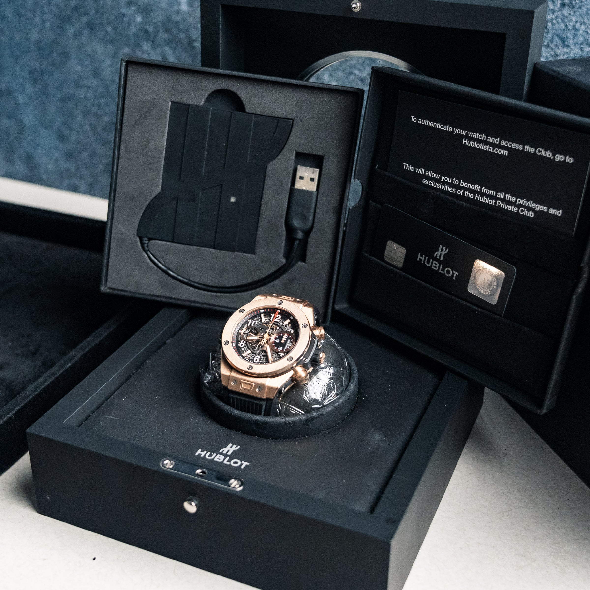 Hublot Big Bang Unico Gold 411.OX.1180.RX 45mm Rose Gold Skeleton Dial Rubber Strap