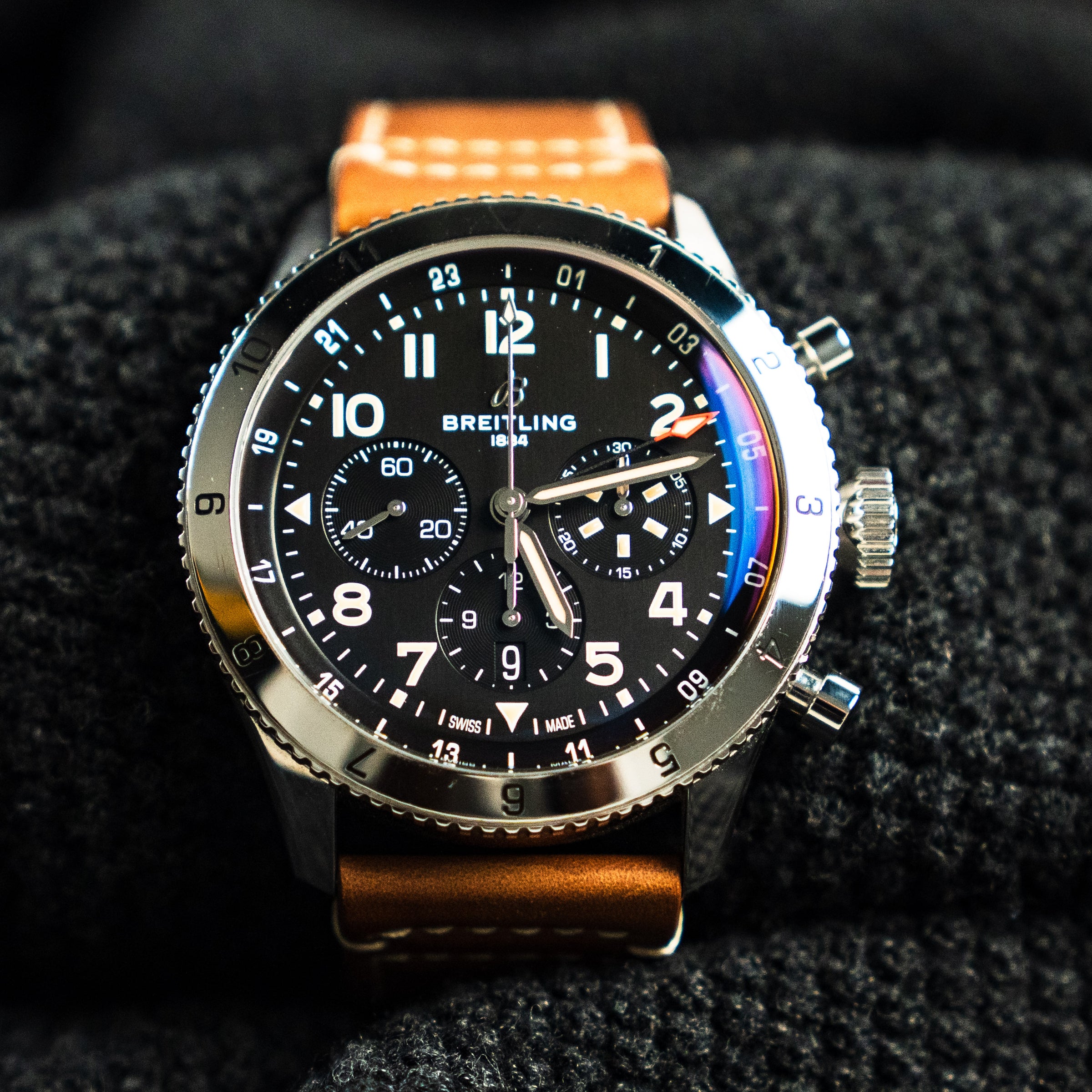 BREITLING SUPER AVI CHRONOGRAPH GMT – 46MM BLACK DIAL – REF. AB0445