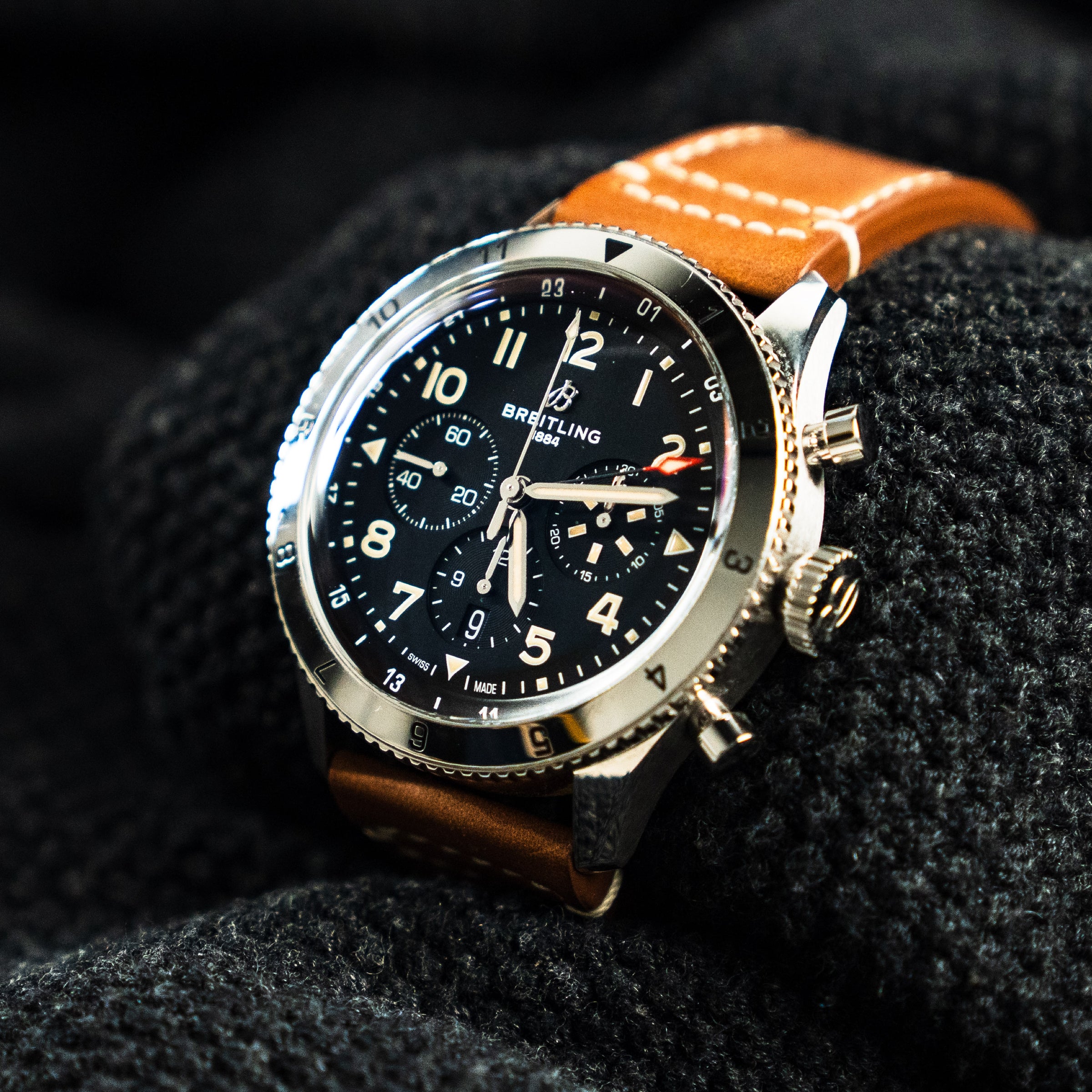 BREITLING SUPER AVI CHRONOGRAPH GMT – 46MM BLACK DIAL – REF. AB0445