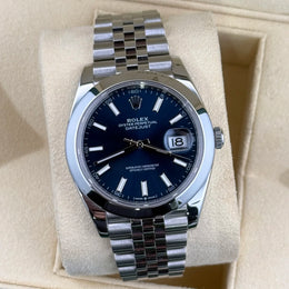 Rolex Datejust 41 Blue Dial Smooth Bezel Jubilee Steel 126300