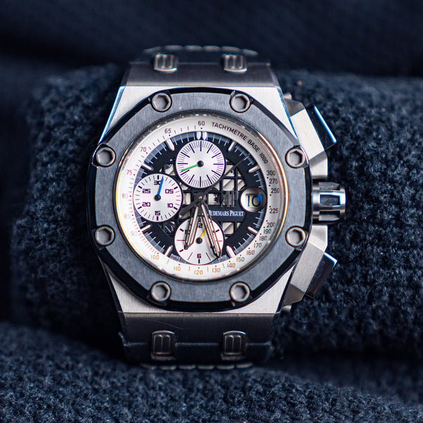 AUDEMARS PIGUET ROYAL OAK OFFSHORE RUBENS BARRICHELLO II – 44MM WHITE DIAL TITANIUM – REF. 26078IO.OO.D001VS.01