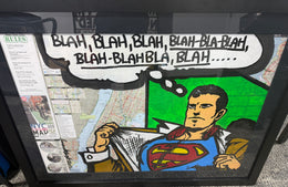 Samuel Mark Blah Blah Blah Superman Mixed Media Painting Framed