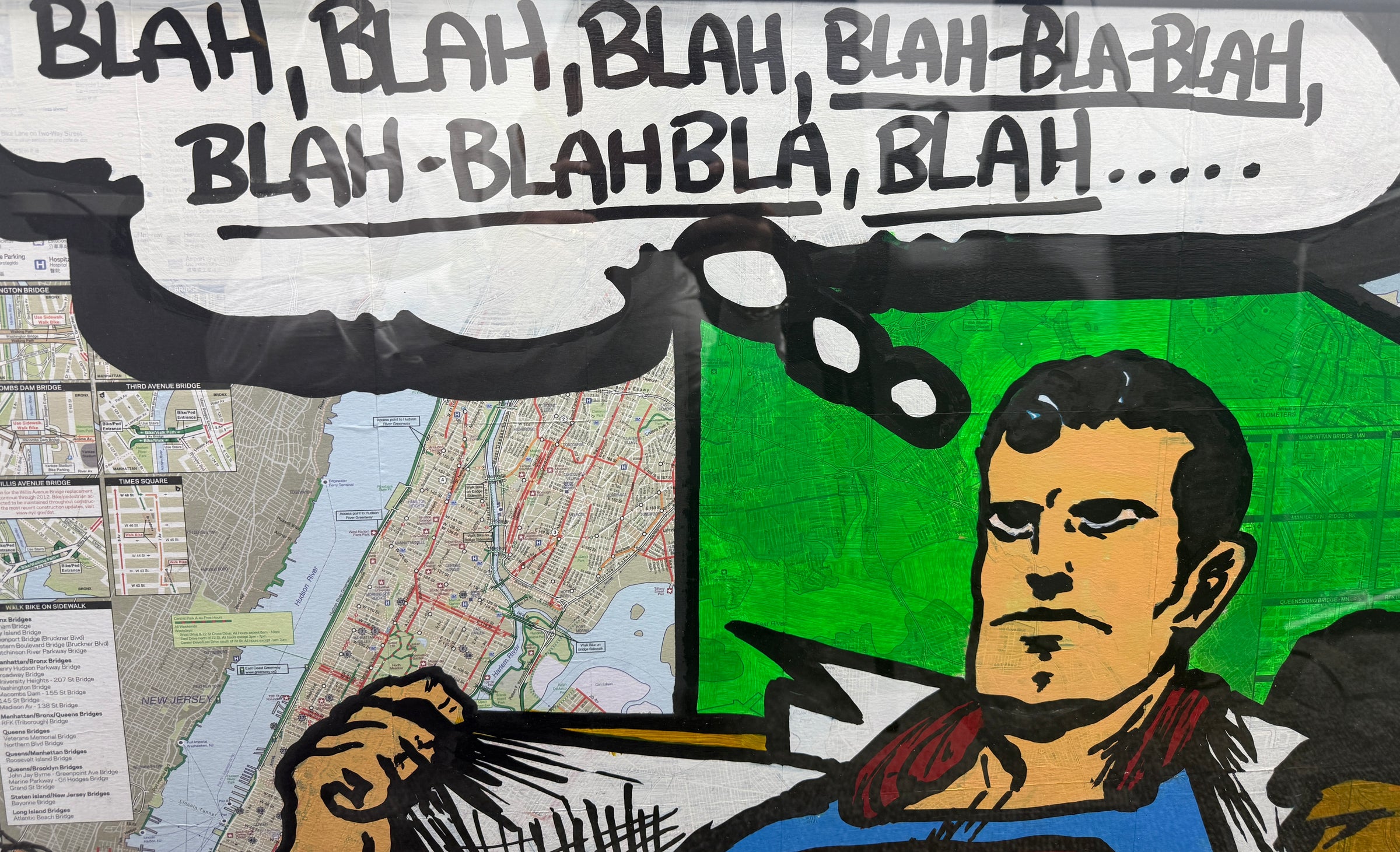 Samuel Mark Blah Blah Blah Superman Mixed Media Painting Framed