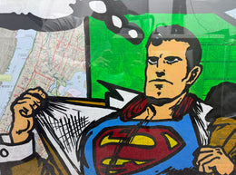 Samuel Mark Blah Blah Blah Superman Mixed Media Painting Framed