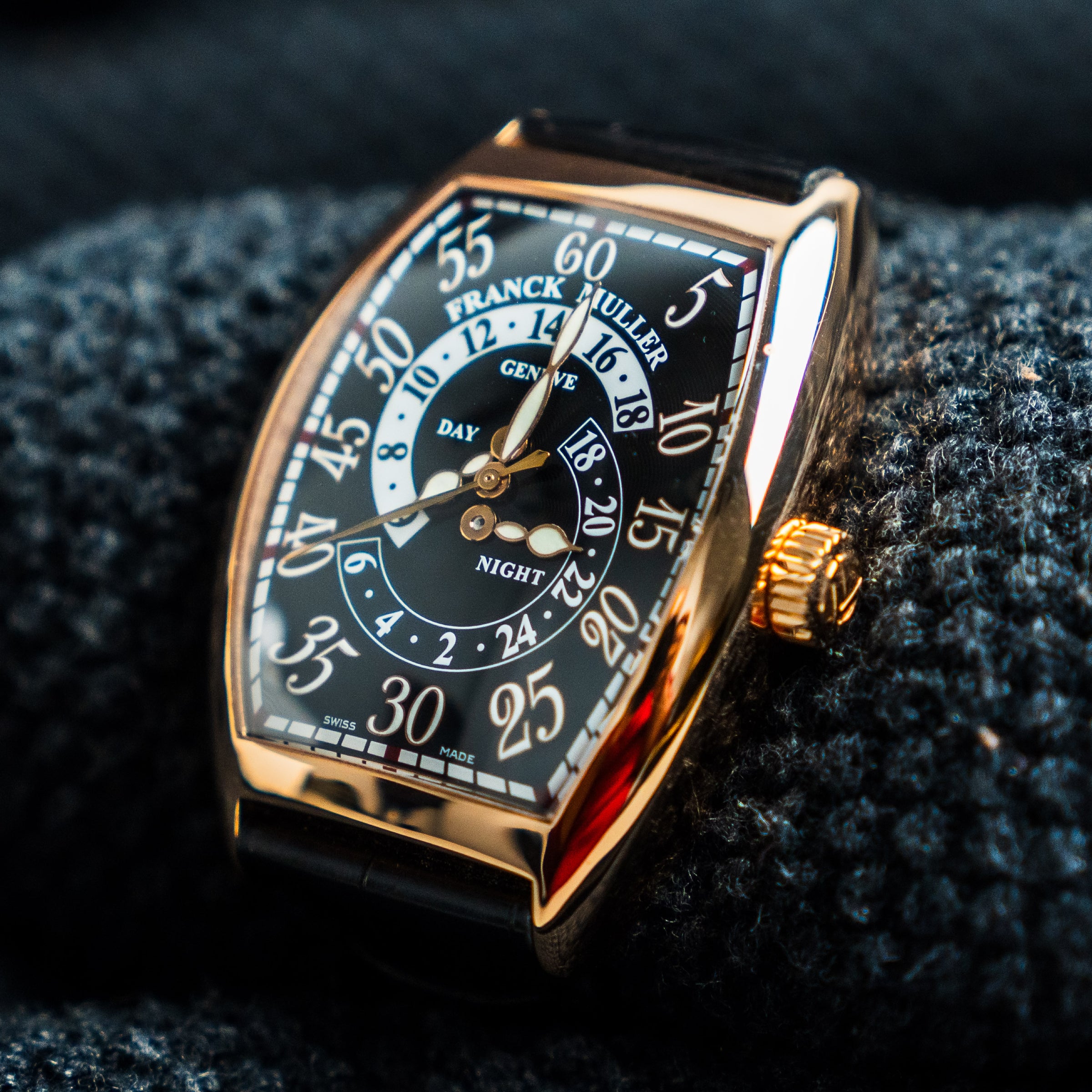 FRANCK MULLER CINTRÉE CURVEX RETROGRADE DAY & NIGHT WATCH