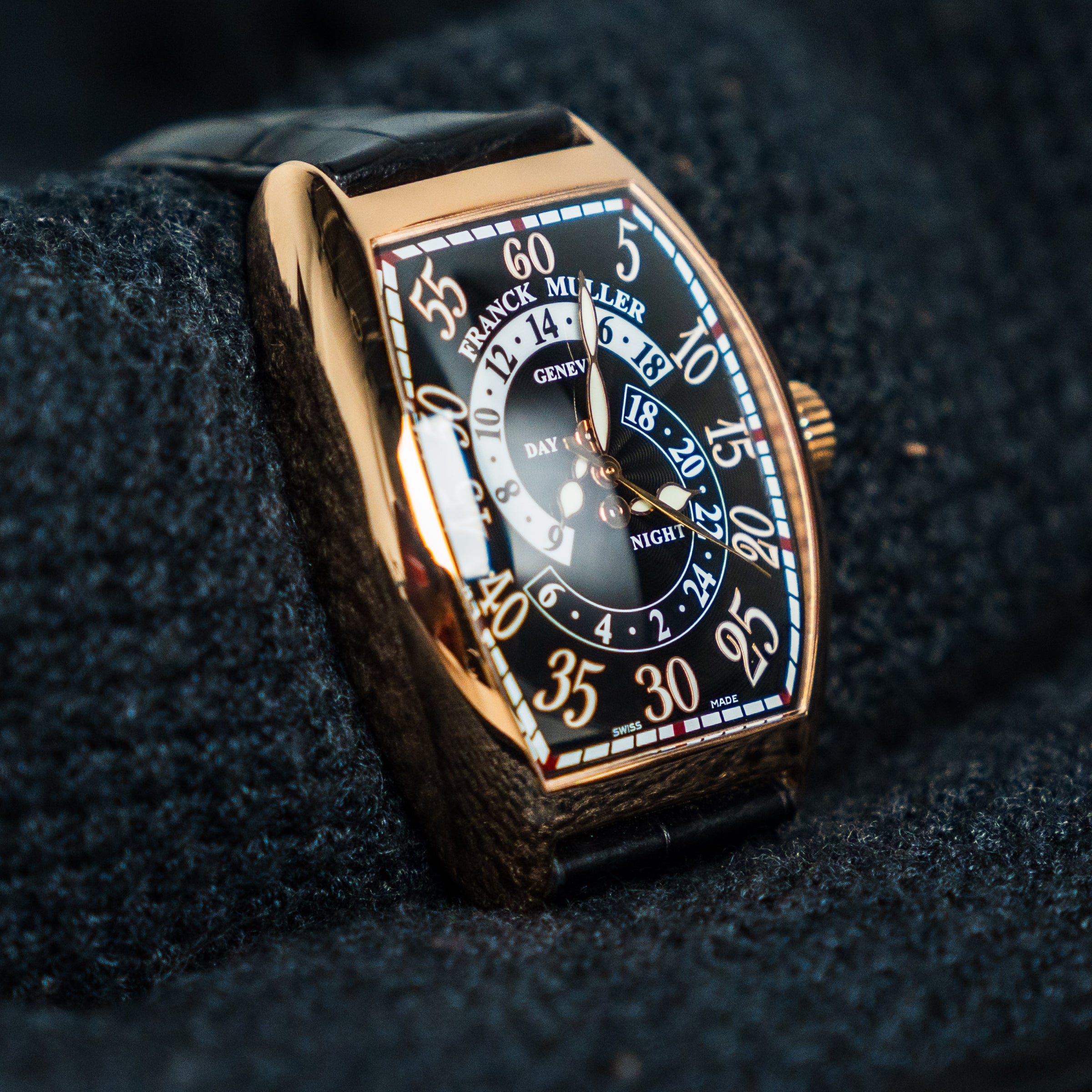 FRANCK MULLER CINTRÉE CURVEX RETROGRADE DAY & NIGHT WATCH