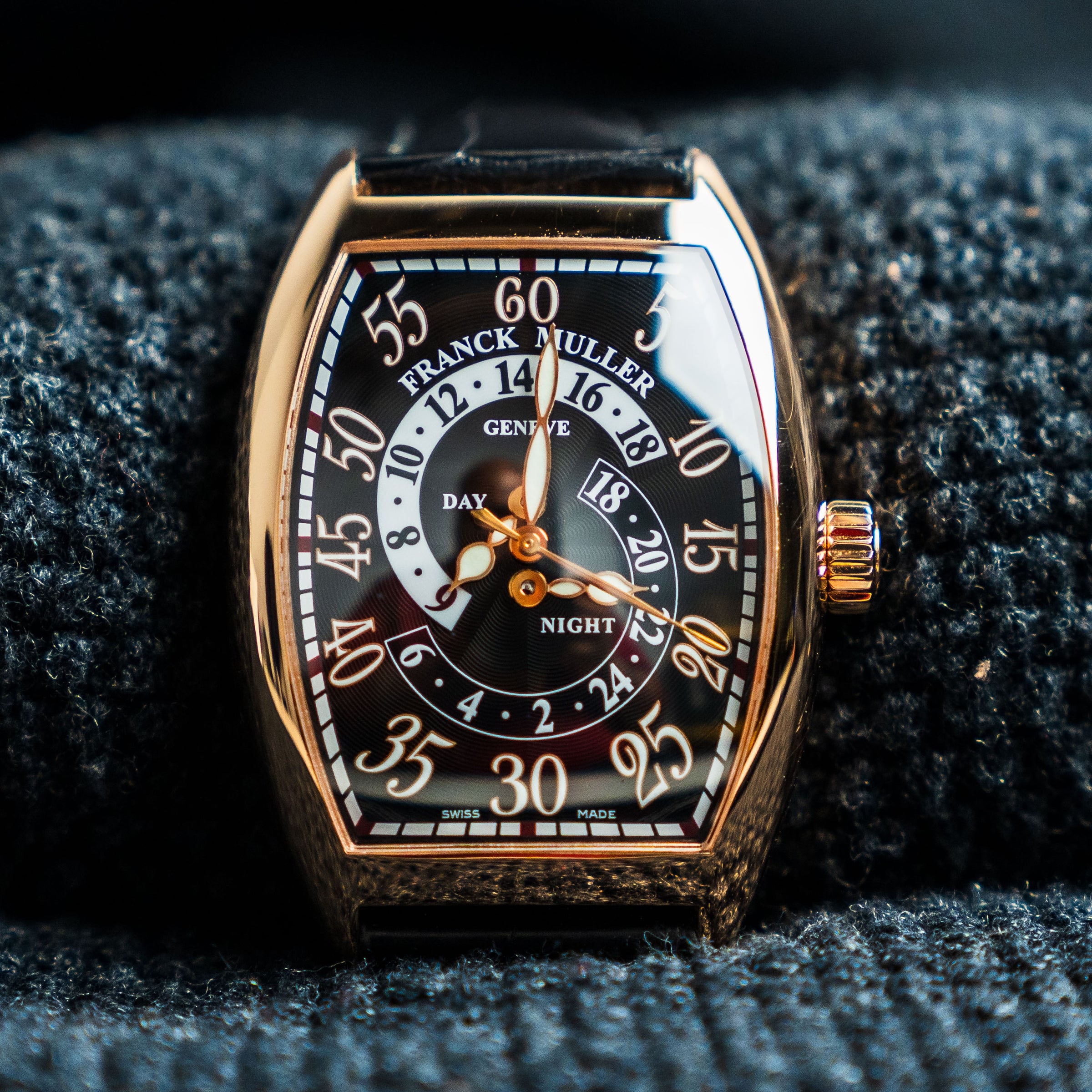 FRANCK MULLER CINTRÉE CURVEX RETROGRADE DAY & NIGHT WATCH