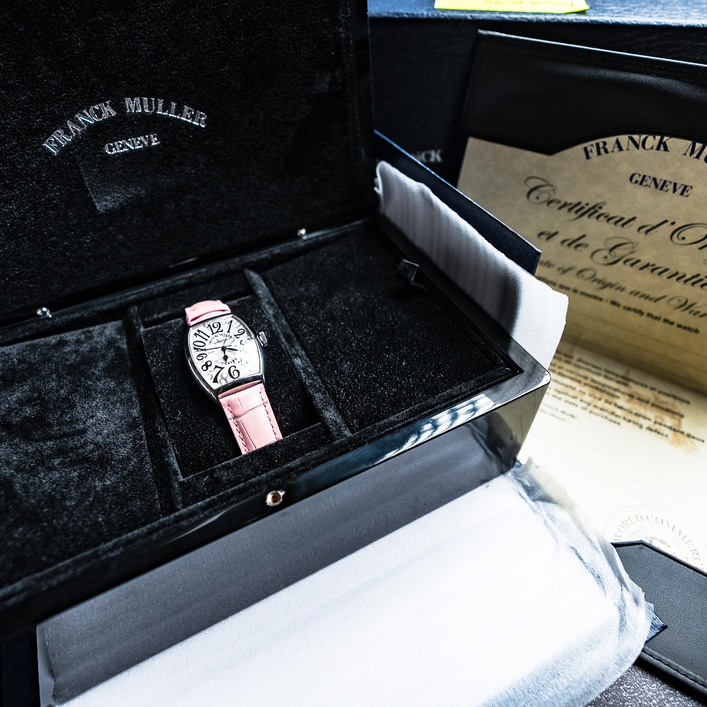 FRANCK MULLER CINTRÉE CURVEX 32MM SILVER DIAL LEATHER STRAP (5850 SC HO)