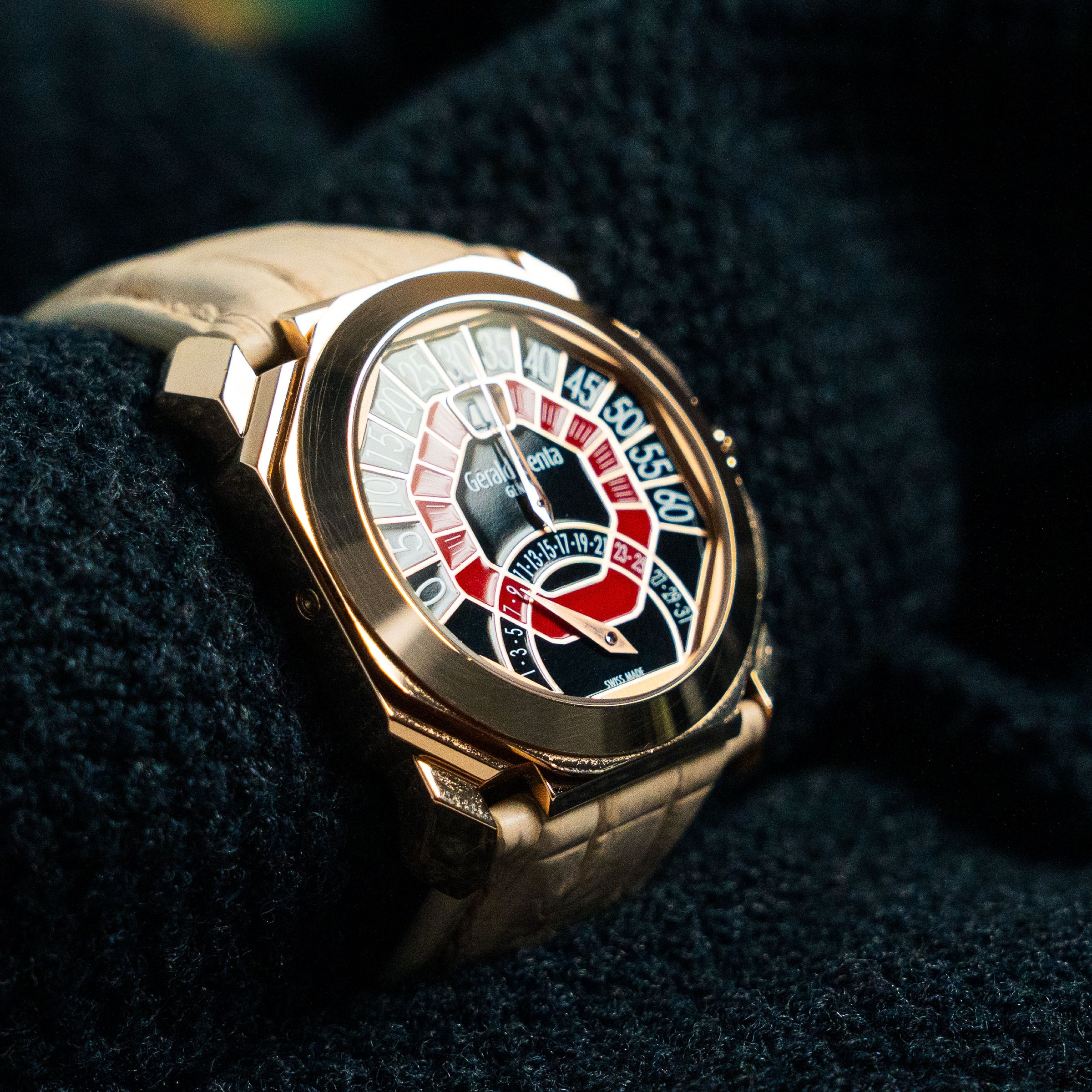 GERALD GENTA OCTO BI-RETRO – 44MM PINK GOLD BLACK & RED – REF. OBR.Y.50