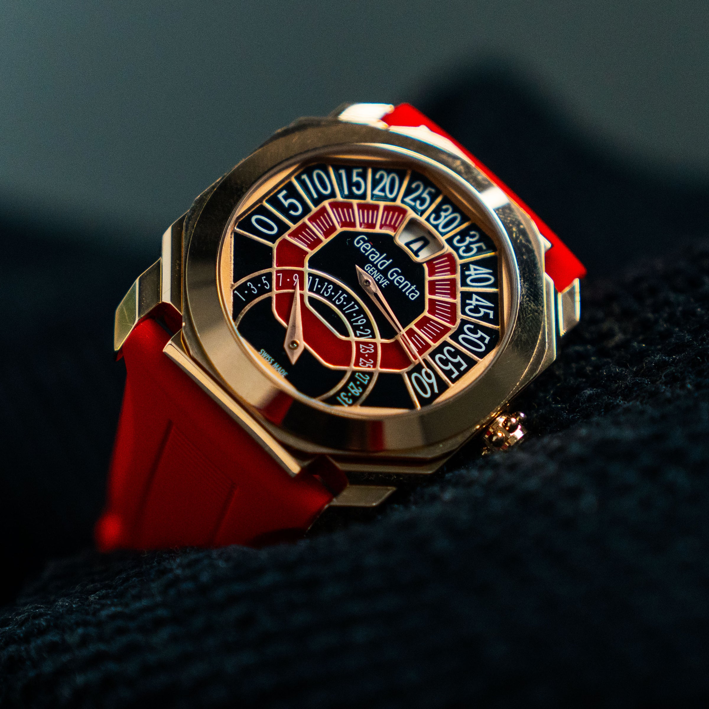 GERALD GENTA OCTO BI-RETRO – 44MM PINK GOLD BLACK & RED – REF. OBR.Y.50