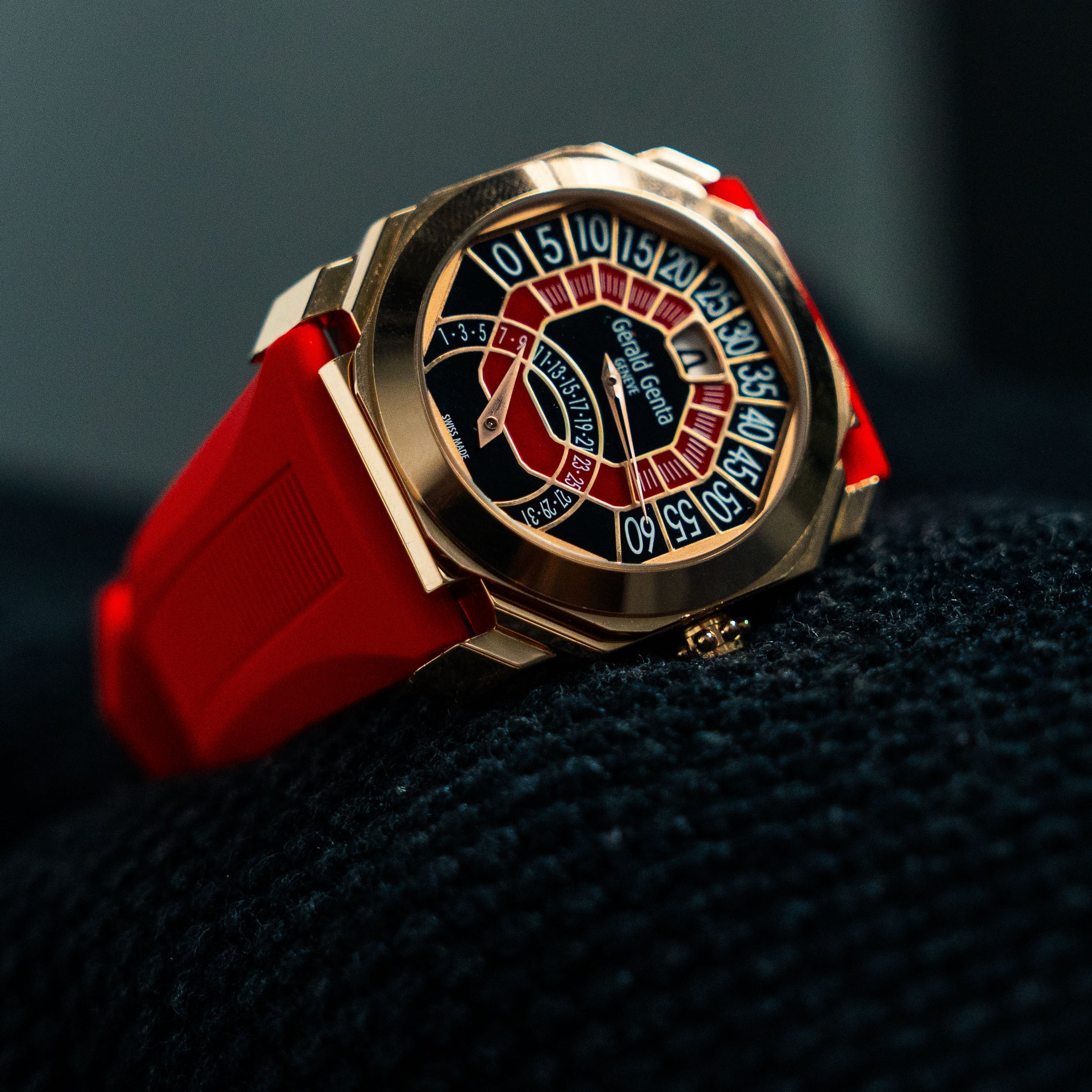 GERALD GENTA OCTO BI-RETRO – 44MM PINK GOLD BLACK & RED – REF. OBR.Y.50
